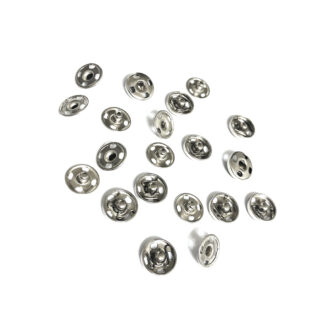 Silvery metal round sew-on snap buttons - size 10 mm - 10 pairs