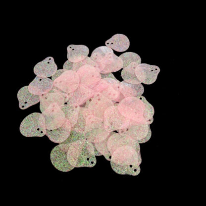 Glittery iridescent light pink shell sequins - size 14 mm - weight 5 g