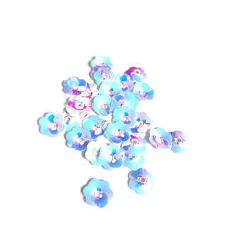 Iridescent light pink and blue flower sequins - diametre 10 mm - weight 5 g