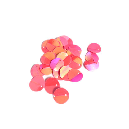Folded iridescent round reddish pink sequins - diametre 11 mm - weight 5 g
