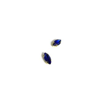 Golden metal claws cup faceted eye royal blue sew-on rhinestones - size 6 x 12 mm - 2 pieces