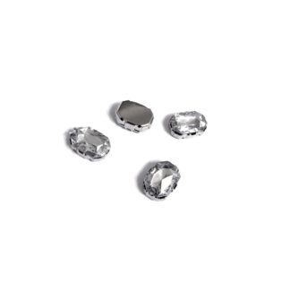 Silvery metal claws cup faceted clear sew-on rectangular rhinestones - size 11 x 15 mm - 4 pieces