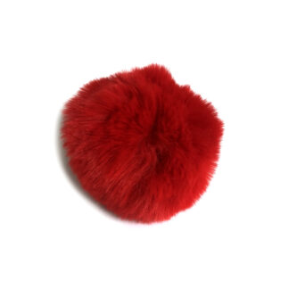 Red fur ball with white elastic loop - size 80 mm