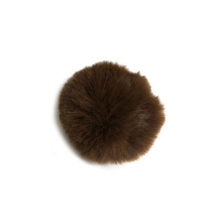 Brown fur ball with white elastic loop - size 80 mm