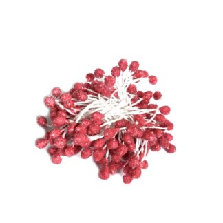 Frosted red pink flower stamens - length 55 mm