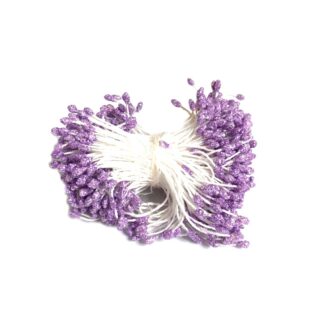 Glittery violet flower stamens - length 60 mm