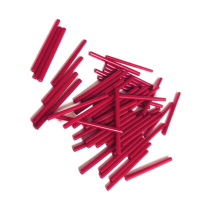 Red bugle seed beads - size 2.2 x 30 mm - weight 50 g