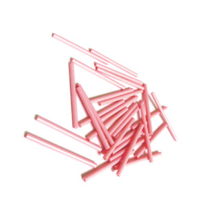 Light pink bugle seed beads - size 2 x 30 mm - weight 44 g