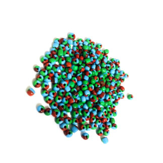 Round red green and blue seed beads - size 3.5 mm - weight 42 g