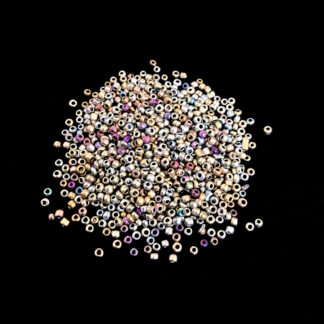 Iridescent yellowish silvery grey seed beads - size 2.3 mm - weight 40 g