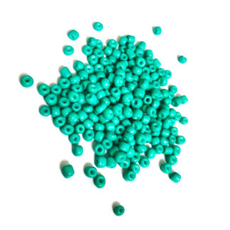 Round bluish green seed beads - size 4 mm - weight 39 g