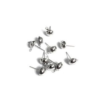 Silvery metal earring studs - size 8 x 15 mm - weight 10 g