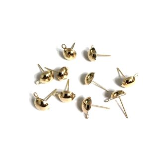 Golden metal earring studs - size 8 x 15 mm - weight 10 g