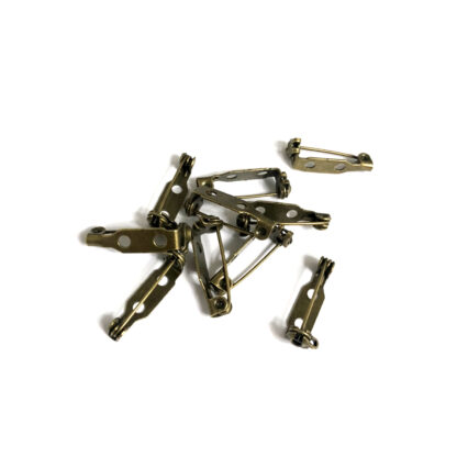Brass metal brooch back safety pins - size 6 x 21 mm - 10 pieces