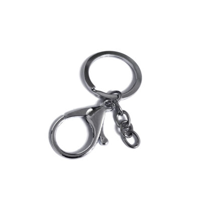 Bluish grey metal chain key ring - size 30 x 65 mm