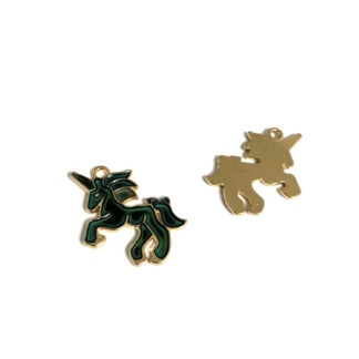 Thermochromic unicorn horse golden metal pendant - size 22 x 31 mm
