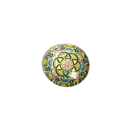 Round dome colourful mandala picture cabochon - diametre 25 mm