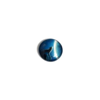 Round dome black blue and white wolf picture cabochon - diametre 16 mm
