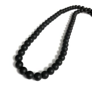 Frosted round black glass beads by strand - diametre 10 mm - length 82 cm