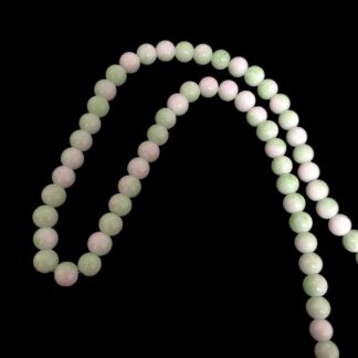 Round light pink green and white glass beads by strand - diametre 8.5 mm - length 78 cm