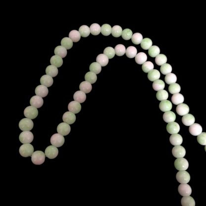 Round light pink green and white glass beads by strand - diametre 8.5 mm - length 78 cm