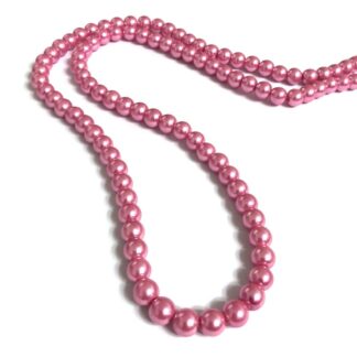 Pearly round light pink beads by strand - diametre 8 mm - length 82 cm