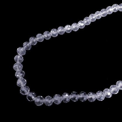 Faceted round transparent beads by strand - diametre 8 mm - length 54 cm