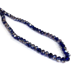 Faceted round iridescent silvery pink and blue beads by strand - diametre 8 mm - length 41 cm
