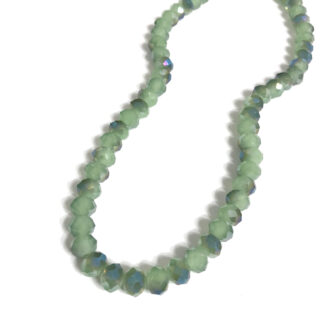 Faceted round iridescent light greyish green and blue beads by strand - diametre 8 mm - length 44 cm