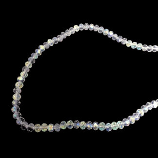 Faceted round iridescent transparent beads by strand - diametre 6 mm - length 45 cm