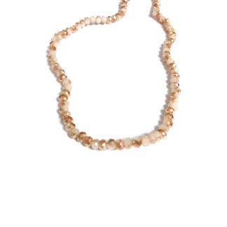 Faceted round iridescent brown and white beads by strand - diametre 6 mm - length 42 cm