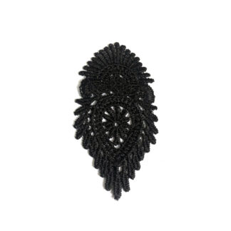Oval black lace flower - size 38 x 80 mm