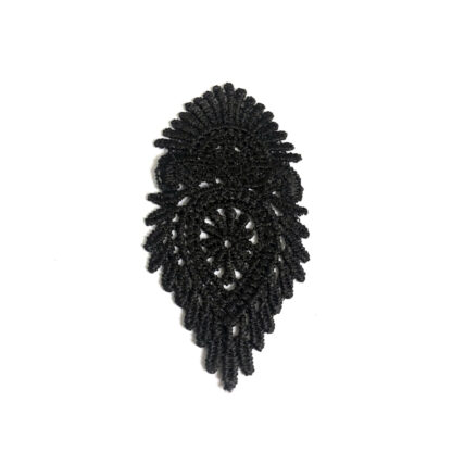 Oval black lace flower - size 38 x 80 mm