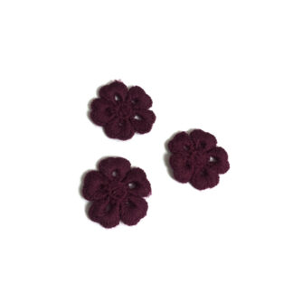 Red brown lace flower - diametre 25 mm - 3 pieces