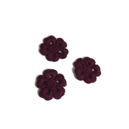 Red brown lace flower - diametre 25 mm - 3 pieces