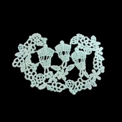 Bluish light green lace flowers and bird houses - size 58 x 80 mm