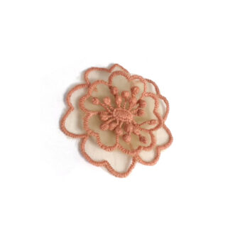 Embroided orange netting flower with stamens - diametre 60 mm