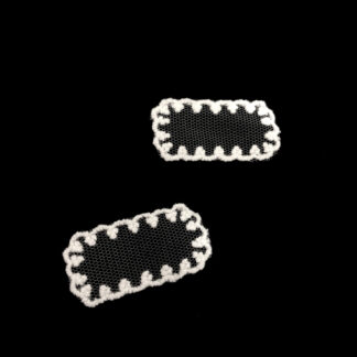 Embroided white netting rectangle - size 22 x 44 mm - 2 pieces
