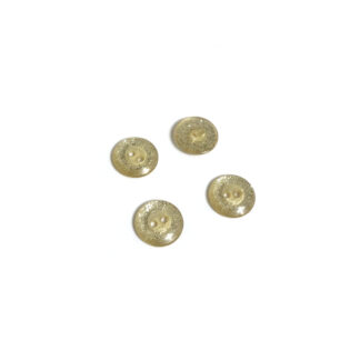 Glittery round greyish yellow plastic buttons - diametre 12 mm - 4 pieces
