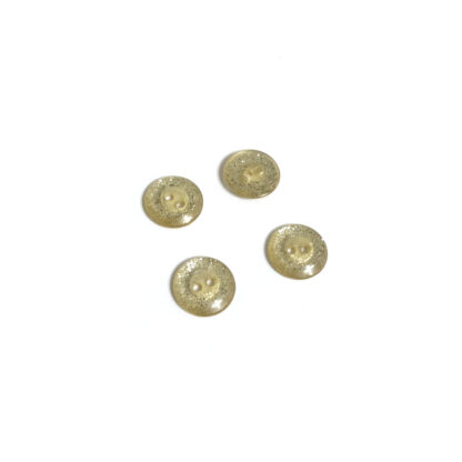 Glittery round greyish yellow plastic buttons - diametre 12 mm - 4 pieces