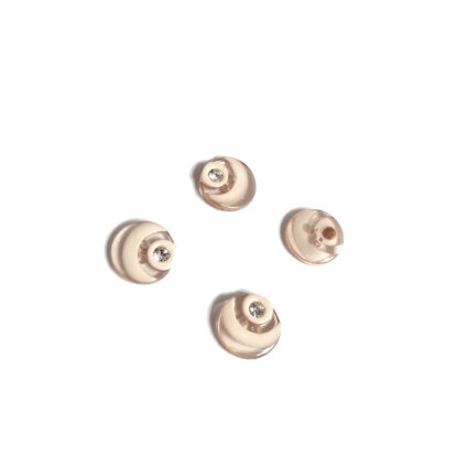 Clear rhinestone round beige plastic buttons - diametre 13 mm - 4 pieces