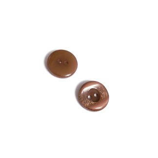 Two-hole glittery round pinkish brown plastic buttons - diametre 17 mm - 2 pieces
