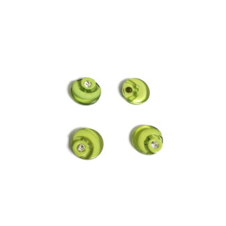 Two-hole round clear rhinestone semi-transparent green plastic buttons - diametre 13 mm - 4 pieces