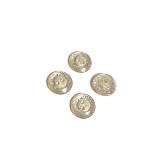 Two-hole glittery round yellowish beige plastic buttons - diametre 12 mm - 4 pieces