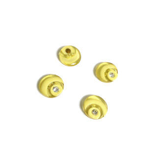 Clear rhinestone transparent round yellow plastic buttons - diametre 13 mm - 4 pieces