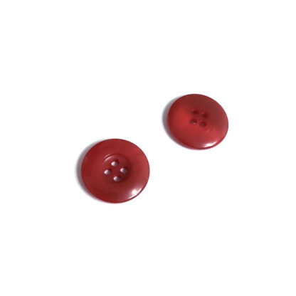 Four-hole round red plastic buttons - diametre 20 mm - 2 pieces