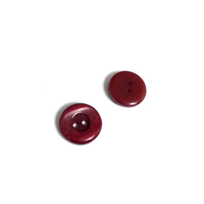 Glittery round pinkish dark red plastic buttons - diametre 18 mm - 2 pieces