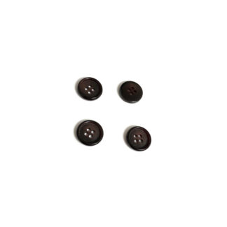 Four-hole round dark brown plastic buttons - diametre 11 mm - 4 pieces