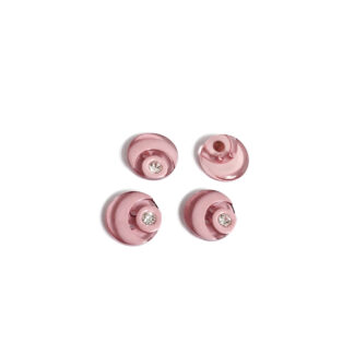 Clear rhinestone semi-transparent round greyish light pink plastic buttons - diametre 13 mm - 4 pieces