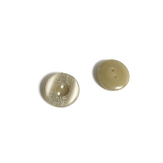 Glittery and white concave face round greenish beige plastic buttons - diametre 18 mm - 2 pieces